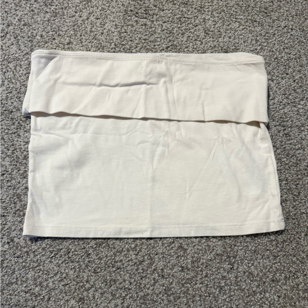 American Eagle White Fold-over Tube Top